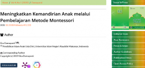 Penelitian Tentang Meningkatkan Kemandirian Anak melalui Pembelajaran Metode Montessori